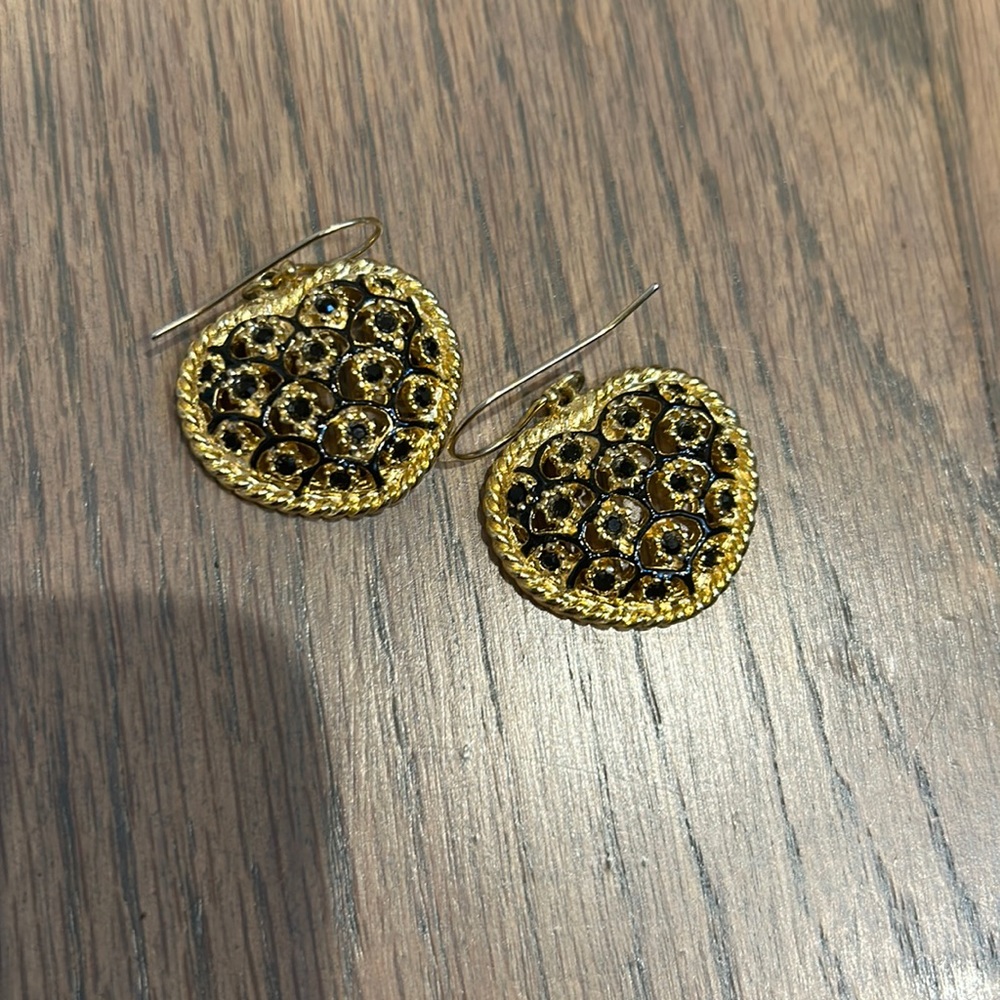 Gold and Black Heart earrings